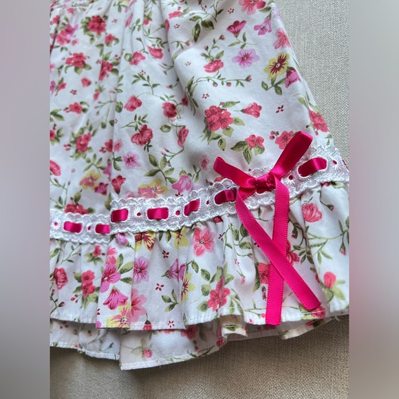 Blueberi Boulevard white floral dress 24 months pink ribbon EUC - Picture 3 of 6